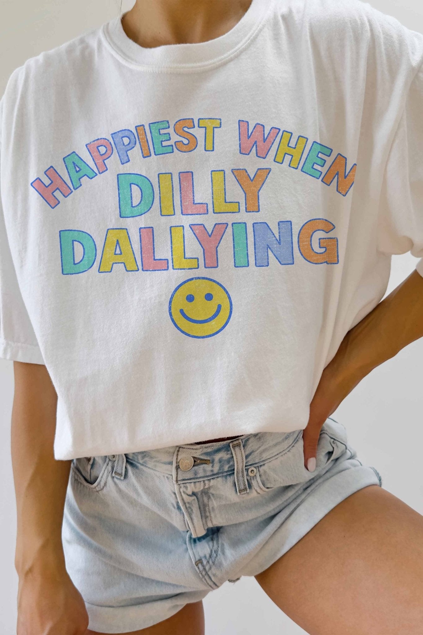 Happiest When Dilly Dallying Oversized Graphic Tee - Westly