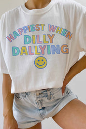 Happiest When Dilly Dallying Oversized Graphic Tee - Westly