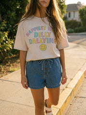 Happiest When Dilly Dallying Oversized Graphic Tee - Westly