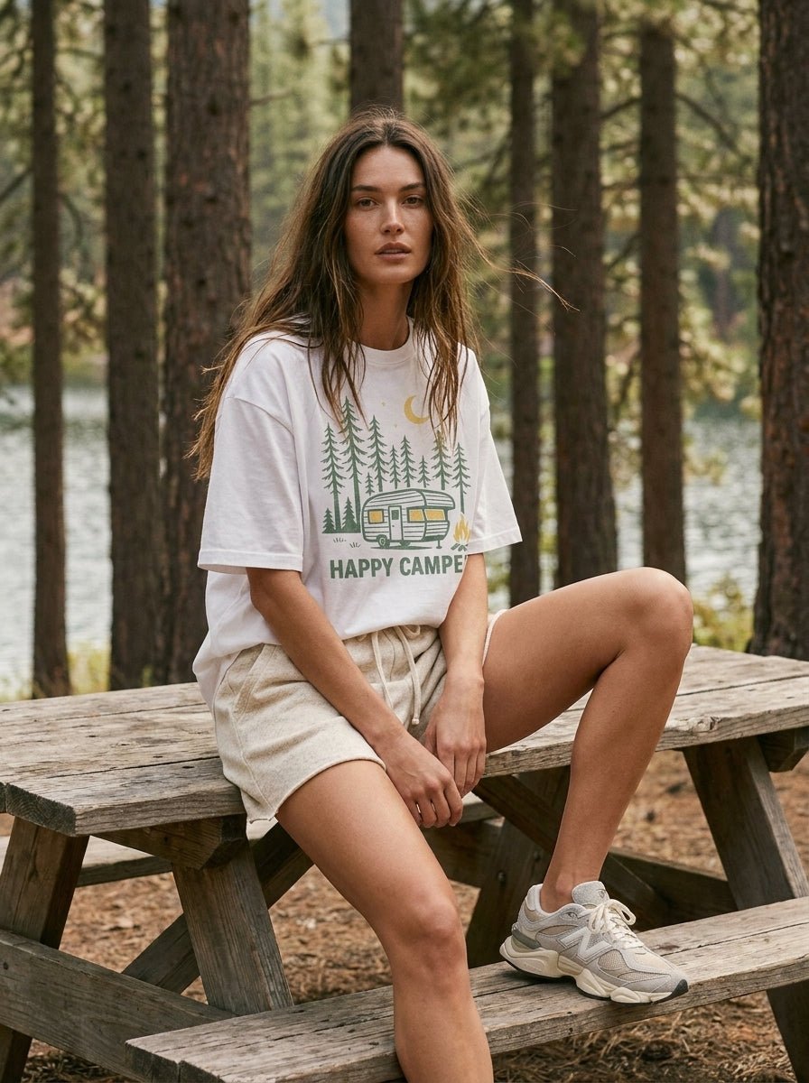 Happy Camper Oversized Graphic Tee - Westly