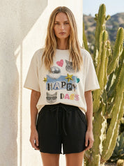Happy Days Cats Collage Oversized Graphic Tee - Westly