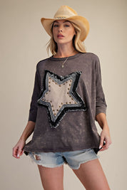 Harper Star Patch 3/4 Sleeve Top - Westly