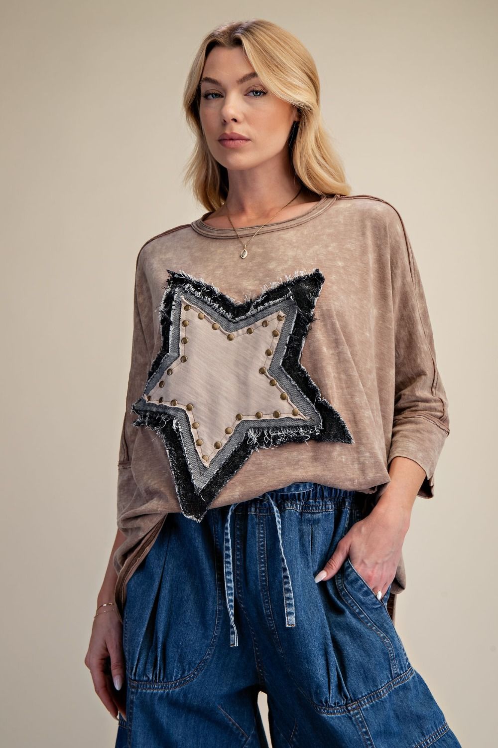 Harper Star Patch 3/4 Sleeve Top - Westly