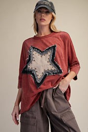 Harper Star Patch 3/4 Sleeve Top - Westly