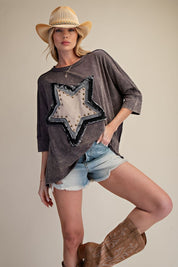 Harper Star Patch 3/4 Sleeve Top - Westly