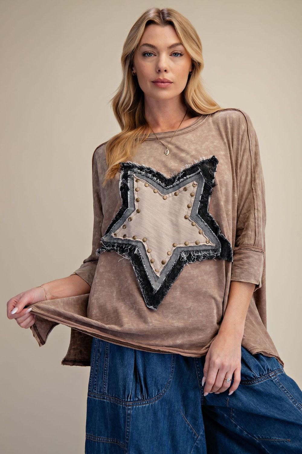 Harper Star Patch 3/4 Sleeve Top - Westly