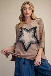 Harper Star Patch 3/4 Sleeve Top - Westly