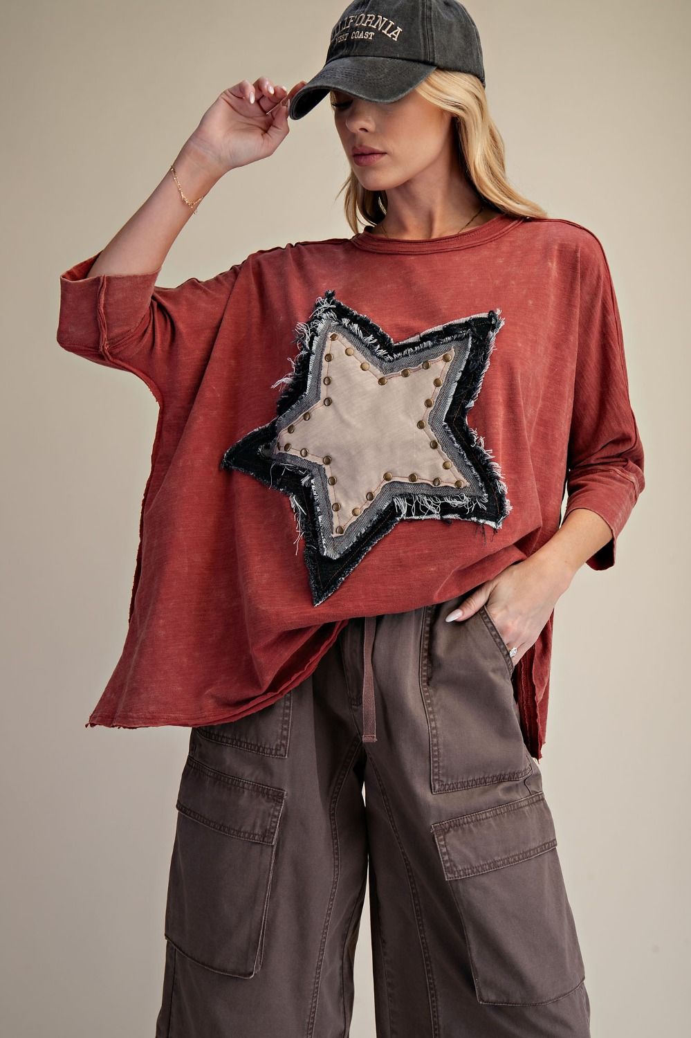 Harper Star Patch 3/4 Sleeve Top - Westly