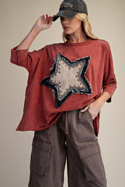Harper Star Patch 3/4 Sleeve Top - Westly