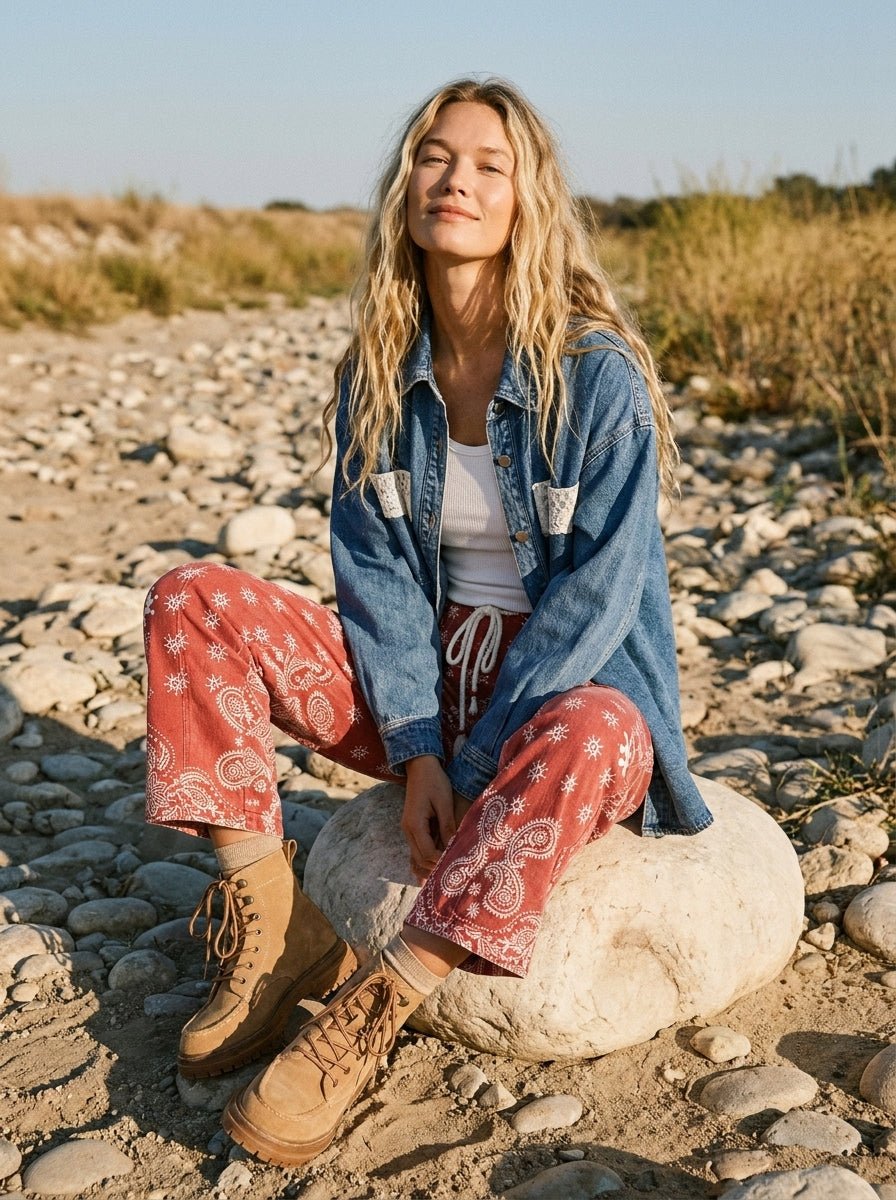 Harper Washed Denim Lace Trim Shacket - Westly