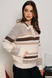Harrow Stripe Polo Sweater - White Multi Stripe