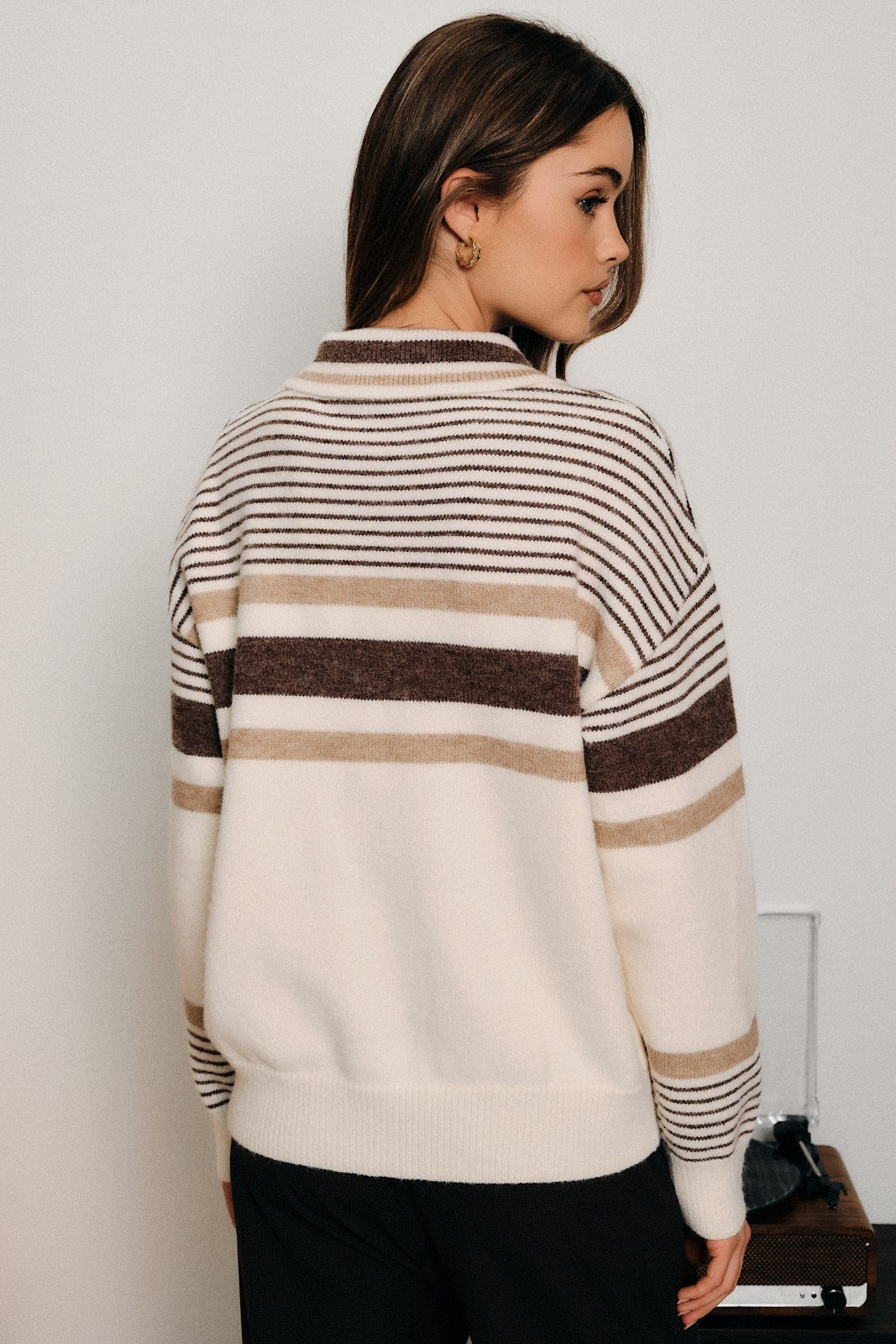 Harrow Stripe Polo Sweater - White Multi Stripe