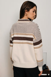 Harrow Stripe Polo Sweater - White Multi Stripe