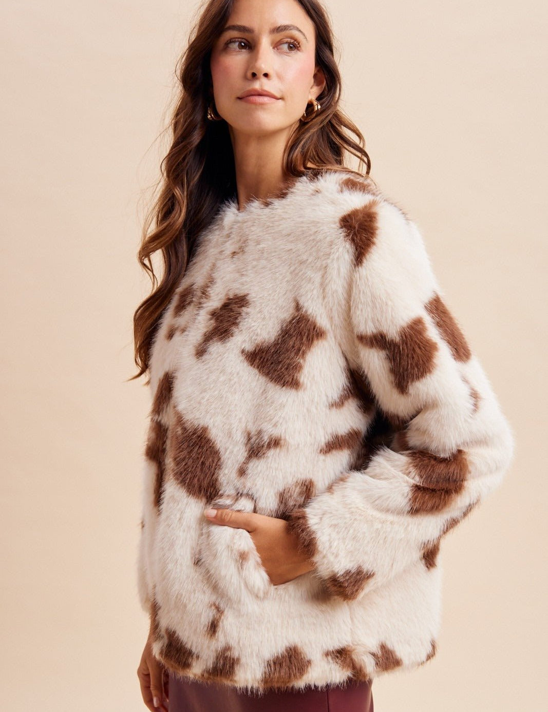 Hartwell Cow Print Faux Fur Jacket - Westly