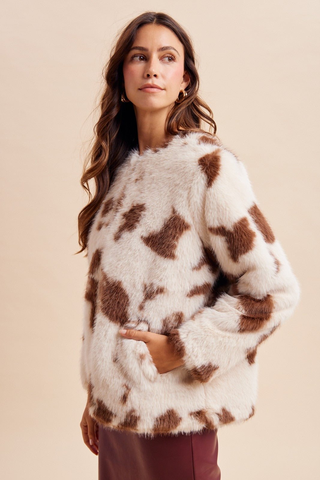 Hartwell Cow Print Faux Fur Jacket - Westly