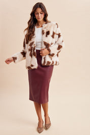 Hartwell Cow Print Faux Fur Jacket - Westly