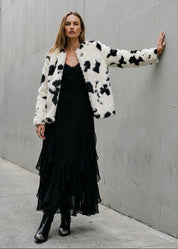 Hartwell Cow Print Faux Fur Jacket - Westly