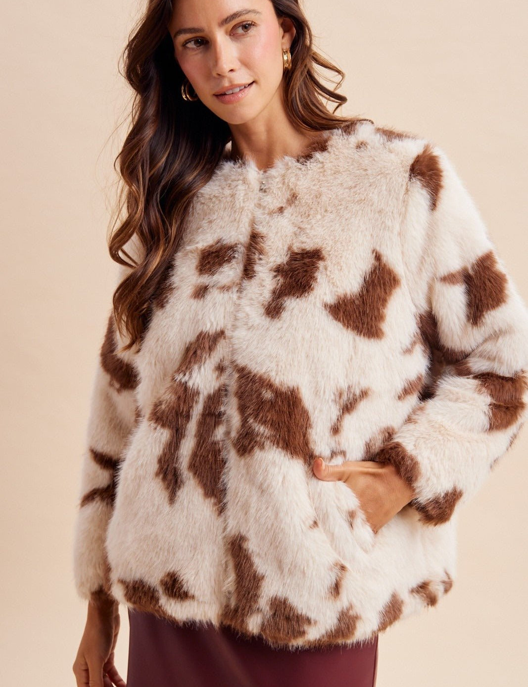 Hartwell Cow Print Faux Fur Jacket - Westly