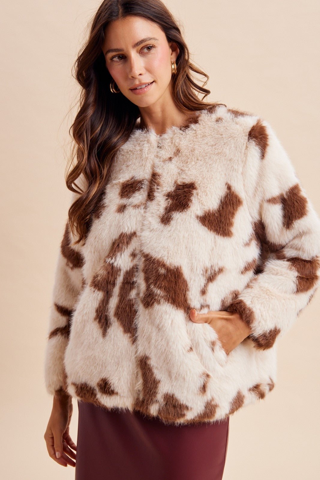 Hartwell Cow Print Faux Fur Jacket - Westly