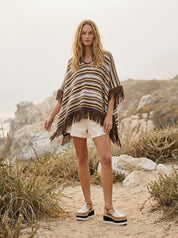 Harvest Moon Knit Tassel Poncho Top - Westly