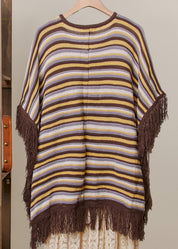 Harvest Moon Knit Tassel Poncho Top - Westly