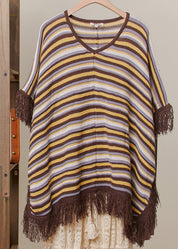 Harvest Moon Knit Tassel Poncho Top - Westly