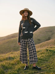 Harvest Washed Plaid Wide Leg Culottes - Westly