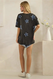 Hayden Denim Star Patch Oversized Tee - Westly