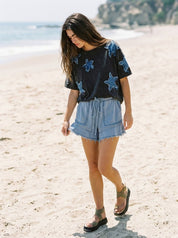 Hayden Denim Star Patch Oversized Tee - Westly