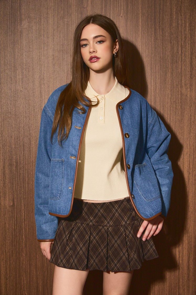 Hayward Reversible Denim Fleece Jacket in Denim Cream - product photo 1