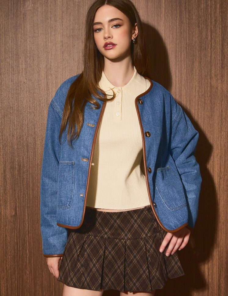 Hayward Reversible Denim Fleece Jacket in Denim Cream - product photo 1