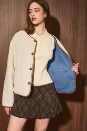Hayward Reversible Denim Fleece Jacket in Denim Cream - product photo 2