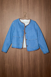 Hayward Reversible Denim Fleece Jacket in Denim Cream - product photo 7