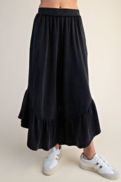 Hazel Ruffle Bottom Washed Pants - Westly