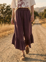 Hazel Ruffle Bottom Washed Pants - Westly