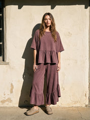 Hazel Ruffle Bottom Washed Pants - Westly