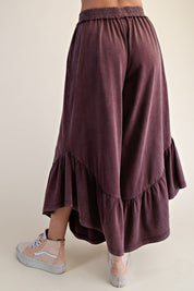 Hazel Ruffle Bottom Washed Pants - Westly