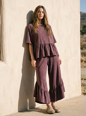 Hazel Ruffle Bottom Washed Pants - Westly