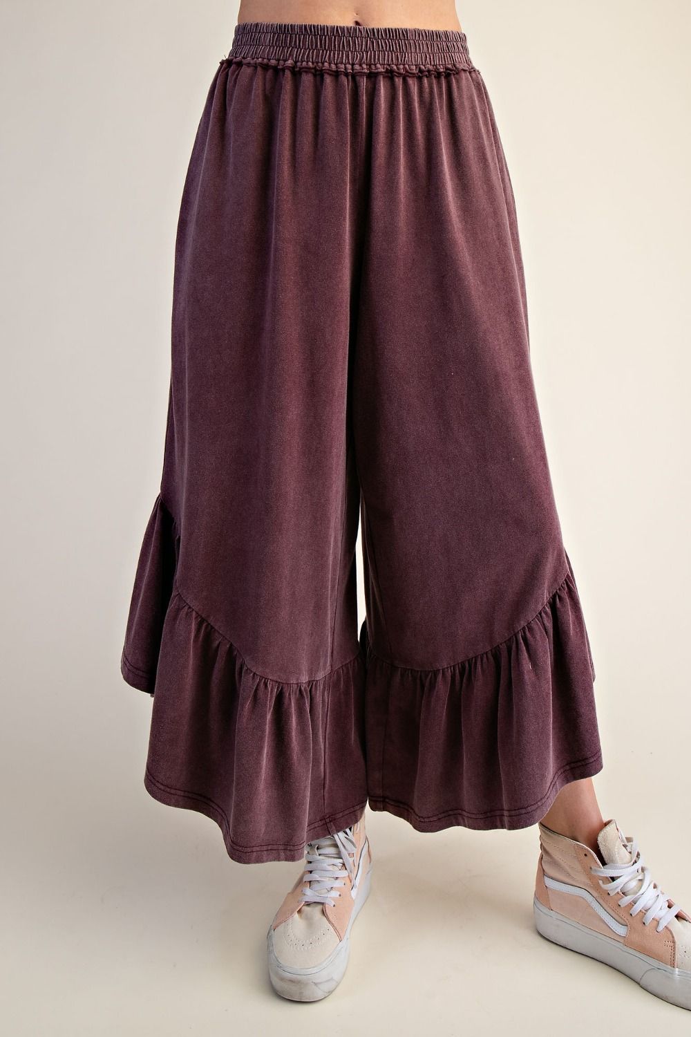 Hazel Ruffle Bottom Washed Pants - Westly