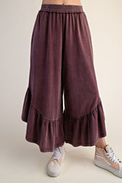 Hazel Ruffle Bottom Washed Pants - Westly