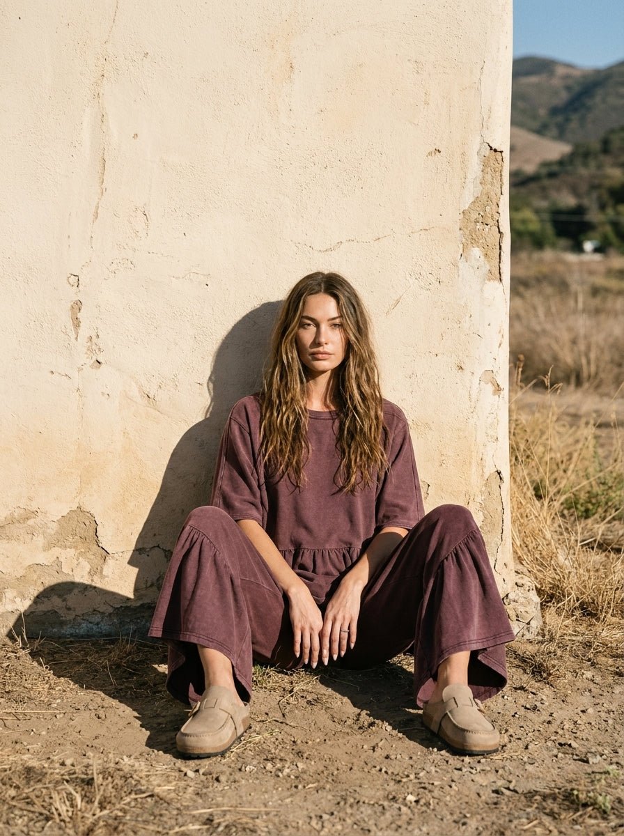 Hazel Ruffle Bottom Washed Pants - Westly