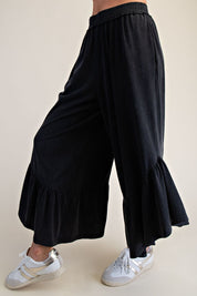 Hazel Ruffle Bottom Washed Pants - Westly