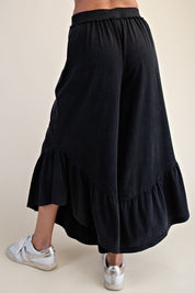 Hazel Ruffle Bottom Washed Pants - Westly
