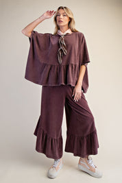 Hazel Ruffle Bottom Washed Pants - Westly