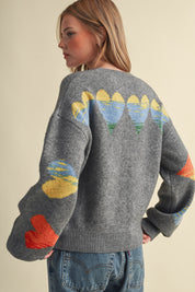 Heart Arrangement Knit Sweater in Charcoal - product photo 9