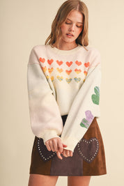 Heart Arrangement Knit Sweater in Cream - product photo 1