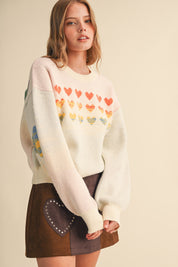 Heart Arrangement Knit Sweater in Cream - product photo 2