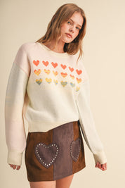Heart Arrangement Knit Sweater in Cream - product photo 3