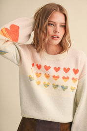 Heart Arrangement Knit Sweater in Cream - product photo 4