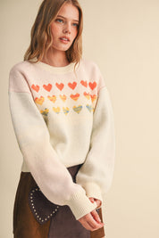 Heart Arrangement Knit Sweater in Cream - product photo 5